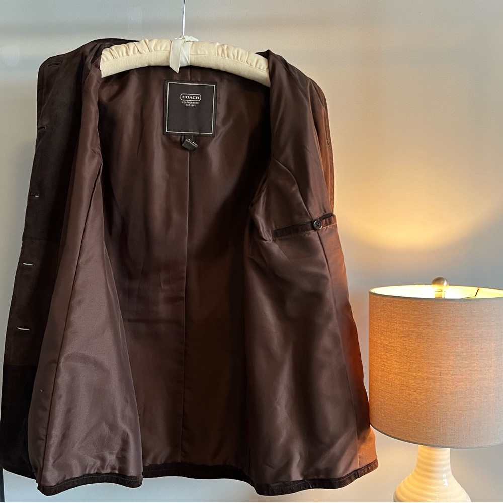 Vintage COACH Brown Leather Suede Button up Jacket Coat - Picture 10 of 10